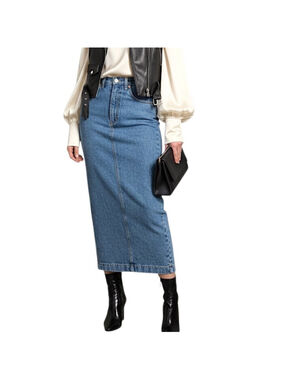 Vtg 80s 90s Cobra rigid cotton denim fitted high rise long pencil maxi skirt 7